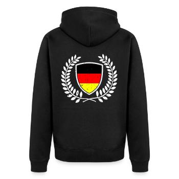 Germany german flag emblem wreath sport fan - Unisex Premium Organic Zip Hoodie - black - Back - Nico (187cm)