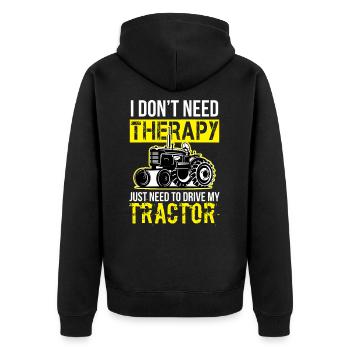 Traktor Maschine Trekker Schlepper Landwirtschaft - Unisex Premium Bio Zip Hoodie - Schwarz - Hinten - Nico (187cm)