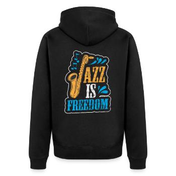 Jazz Musikstil Musik Band Saxophon Geschenk - Unisex Premium Bio Zip Hoodie - Schwarz - Hinten - Nico (187cm)