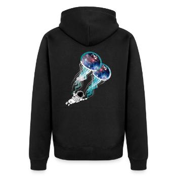 Nebula Galaxy Astronaut Outer Space Jellyfish - Unisex Premium Organic Zip Hoodie - black - Back - Nico (187cm)