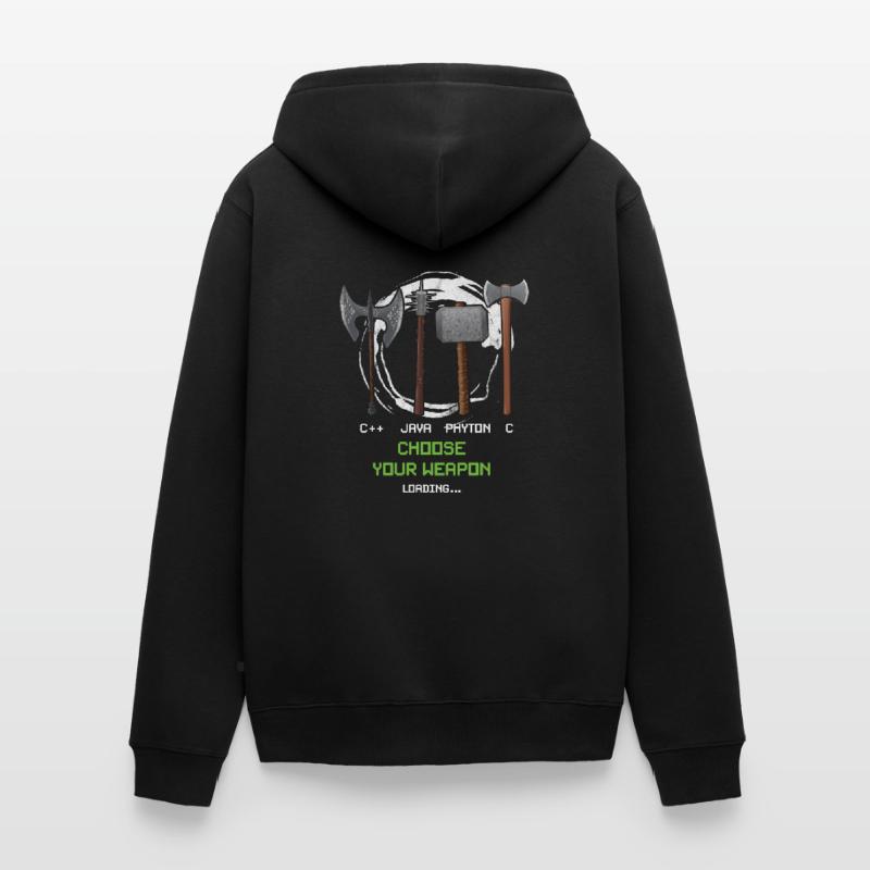 Funny Coder Programmer Entwickler Geeks Waffe Unisex Premium Bio Zip Hoodie