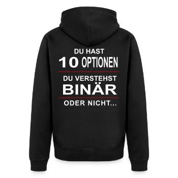 Binary joke 4 computer scientists programmers - Unisex Premium Organic Zip Hoodie - black - Back - Nico (187cm)