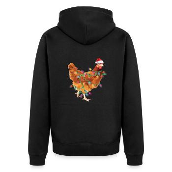 Chicken String Lights Christmas Christmas Hat - Unisex Premium Organic Zip Hoodie - black - Back - Nico (187cm)