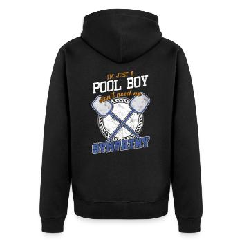 Ich bin nur ein Pool Boy Funny Pool Cleaning Cleaner - Unisex Premium Bio Zip Hoodie - Schwarz - Hinten - Nico (187cm)