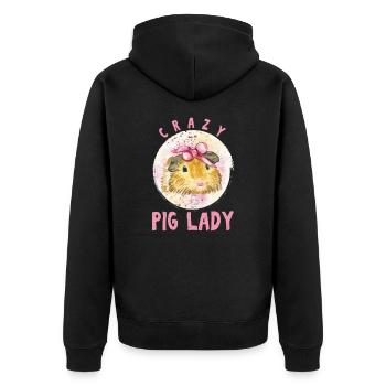 Crazy Pig Lady Cavy Cochon d'Inde Domestique Maigre - Veste à capuche bio Premium Unisexe - noir - Dos - Nico (187cm)
