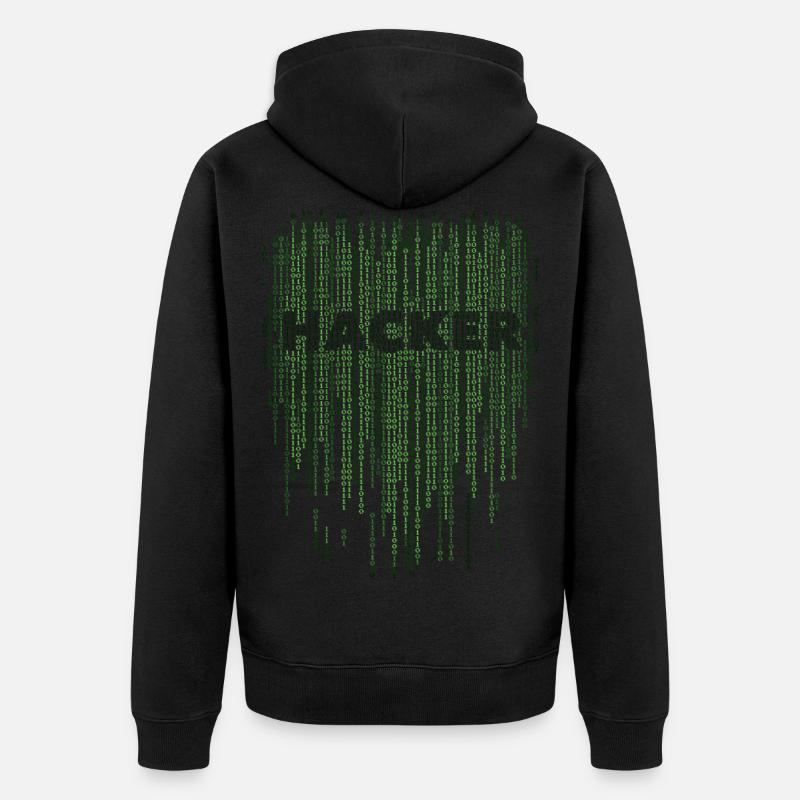 Hacker Matrix - Unisex Premium Bio Zip Hoodie - Schwarz