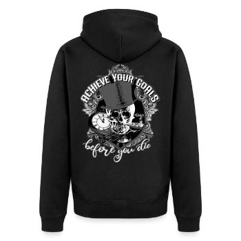 Achieve goals skull skull motivation idea - Unisex Premium Organic Zip Hoodie - black - Back - Nico (187cm)