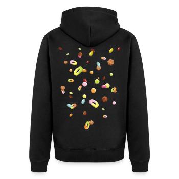 Konditor Süßigkeiten Regen - Unisex Premium Bio Zip Hoodie - Schwarz - Hinten - Nico (187cm)