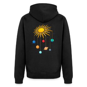 Planètes suspendues mignonnes sur l'espace extérieur de Sun Stars - Veste à capuche bio Premium Unisexe - noir - Dos - Nico (187cm)