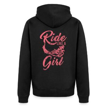 Rouler comme une fille en détresse Dirt Bike Rider - Veste à capuche bio Premium Unisexe - noir - Dos - Nico (187cm)