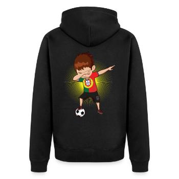 Football Portugais Portugal Footballeur - Veste à capuche bio Premium Unisexe - noir - Dos - Nico (187cm)