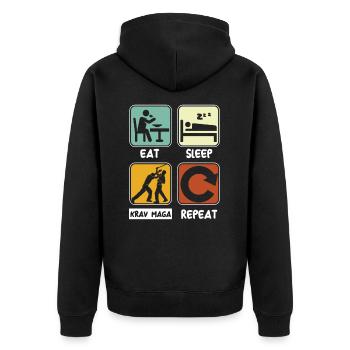 Mangez sommeil Krav Maga Répéter le combat d’arts martiaux - Veste à capuche bio Premium Unisexe - noir - Dos - Nico (187cm)