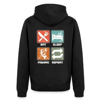 Manger dormir pêcher à répétition Pêcheurs Pêcheurs - Veste à capuche bio Premium Unisexe - noir - Dos - Nico (187cm)