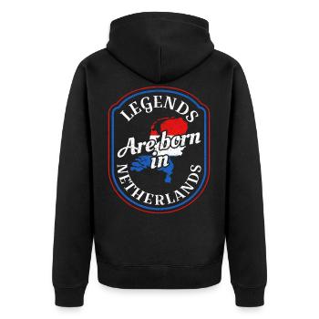 Netherlands Gift Dutch Funny Joke - Unisex Premium Organic Zip Hoodie - black - Back - Nico (187cm)
