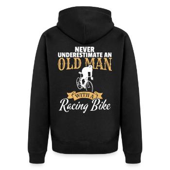 Rennrad Alter Mann Fahrrad Geschenk Opa Lustig - Unisex Premium Bio Zip Hoodie - Schwarz - Hinten - Nico (187cm)