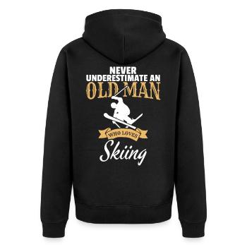 Skiing old man grandpa winter sport skiing gift - Unisex Premium Organic Zip Hoodie - black - Back - Nico (187cm)