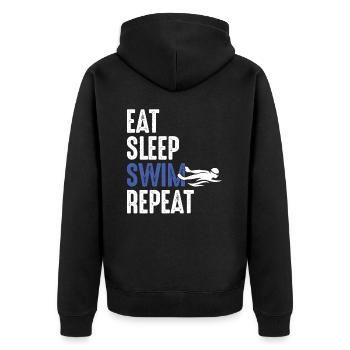 Swimmers Life Swimming Team Eat Sleep Swim Repeat - Unisex Premium Organic Zip Hoodie - black - Back - Nico (187cm)