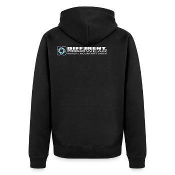 Unterschiedliche Produk Wear - Unisex Premium Bio Zip Hoodie - Schwarz - Hinten - Nico (187cm)