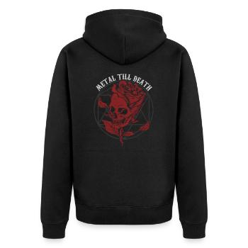 Metal bis zum Tod Heavy Metal Hard Rock Musik - Unisex Premium Bio Zip Hoodie - Schwarz - Hinten - Nico (187cm)