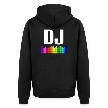 dj - Unisex Premium Bio Zip Hoodie - Schwarz - Hinten - Nico (187cm)
