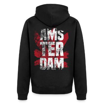 Amsterdam Holland Netherlands Marijuana Gift - Unisex Premium Organic Zip Hoodie - black - Back - Nico (187cm)
