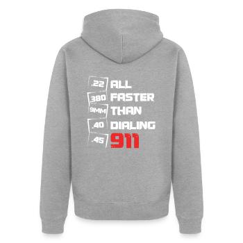 All Faster Than Dialing Artillery Rights Gunsmith - Unisex Premium Organic Zip Hoodie - heather grey - Back - Nico (187cm)