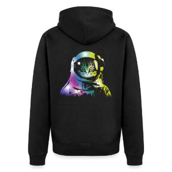 Chat Space Outerspace Galaxy Chats Chatons Propriétaires - Veste à capuche bio Premium Unisexe - noir - Dos - Nico (187cm)
