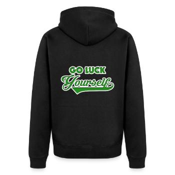 St. Patricks Day Bier Pub Glück Irland Geschenk - Unisex Premium Bio Zip Hoodie - Schwarz - Hinten - Nico (187cm)