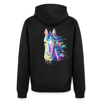 Splash horse gift equestrian riding stallion - Unisex Premium Organic Zip Hoodie - black - Back - Nico (187cm)