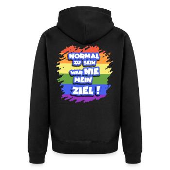 gay regenbogen fahne flagge schwulen t-shirt pride - Unisex Premium Bio Zip Hoodie - Schwarz - Hinten - Nico (187cm)
