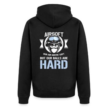Airsoft Hard Humorous Guns Air Guns Shooting - Unisex Premium Organic Zip Hoodie - black - Back - Nico (187cm)