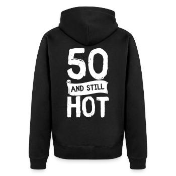 50s Birthday 50 years Fifty Hot Gift - Unisex Premium Organic Zip Hoodie - black - Back - Nico (187cm)