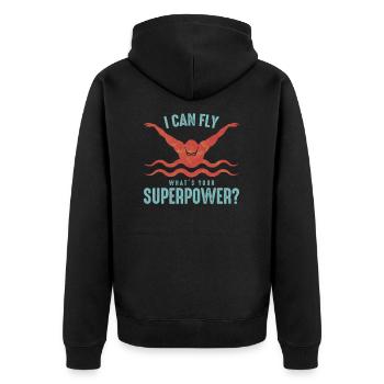 Swimming Team Swimmers I Can Fly What's Your - Unisex Premium Organic Zip Hoodie - black - Back - Nico (187cm)