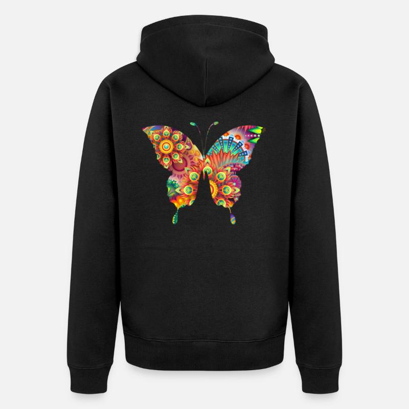 Fleurs papillon - Veste à capuche bio Premium Unisexe - noir