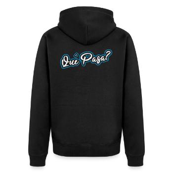 Que Pasa ? Phrase espagnole Espagne - Veste à capuche bio Premium Unisexe - noir - Dos - Nico (187cm)