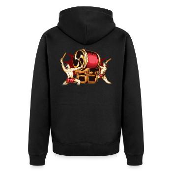 MaleTaiko Drummers Mitsudomoe Graphic Design - Veste à capuche bio Premium Unisexe - noir - Dos - Nico (187cm)