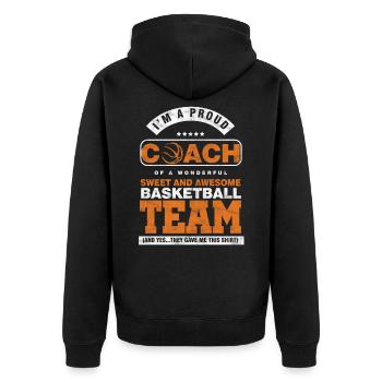 Ich bin stolz, Trainer-Basketball-Teamspieler MVP - Unisex Premium Bio Zip Hoodie - Schwarz - Hinten - Nico (187cm)
