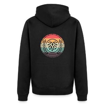 Retro Vintage Hopfen - Unisex Premium Bio Zip Hoodie - Schwarz - Hinten - Nico (187cm)