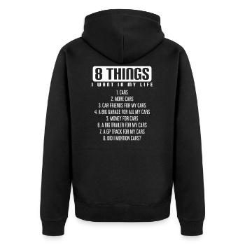8 choses que je veux dans ma vie voitures plus de voitures voiture - Veste à capuche bio Premium Unisexe - noir - Dos - Nico (187cm)