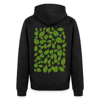 Blätter Baum Wald Natur - Unisex Premium Bio Zip Hoodie - Schwarz - Hinten - Nico (187cm)