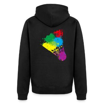 Badminton - Unisex Premium Bio Zip Hoodie - Schwarz - Hinten - Nico (187cm)