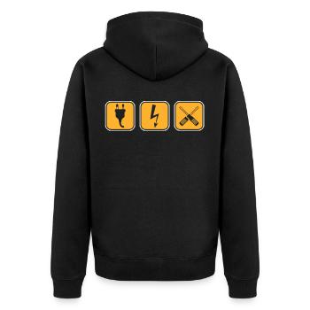 Electrical Electricity Tradesman Wiring Linemen - Unisex Premium Organic Zip Hoodie - black - Back - Nico (187cm)
