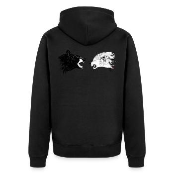 Wolf Bear Art Shirt Animal Gift Idea - Unisex Premium Organic Zip Hoodie - black - Back - Nico (187cm)