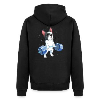 Bulldog français de remise en forme musculaire - Veste à capuche bio Premium Unisexe - noir - Dos - Nico (187cm)