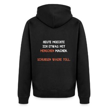 Büro Lustige Witzige Sprüche Humor Arbeit Job Chef - Unisex Premium Bio Zip Hoodie - Schwarz - Hinten - Nico (187cm)