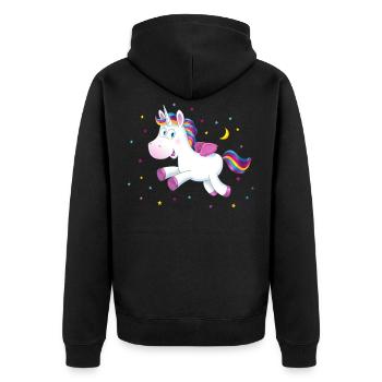 Licorne petit cadeau de licorne mignon - Veste à capuche bio Premium Unisexe - noir - Dos - Nico (187cm)