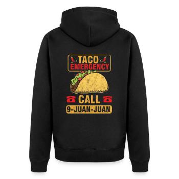 Taco Emergency Call 9 Juan Juan Funny Mexican - Unisex Premium Organic Zip Hoodie - black - Back - Nico (187cm)