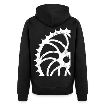 Fahrradfahrer - Unisex Premium Bio Zip Hoodie - Schwarz - Hinten - Nico (187cm)