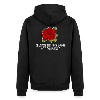 Do not destroy patriarchy on the planet - Unisex Premium Organic Zip Hoodie - black - Back - Nico (187cm)