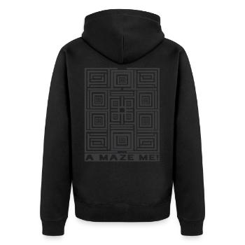 Un motif labyrinthe me labyrinthe illusion graphique - Veste à capuche bio Premium Unisexe - noir - Dos - Nico (187cm)